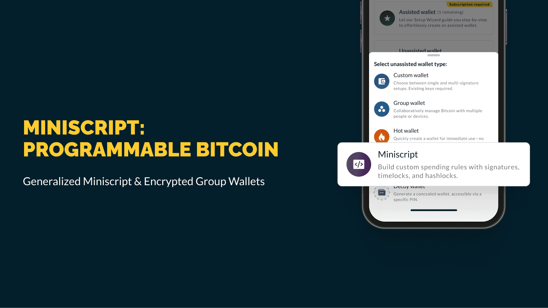 Miniscript: Programmable Bitcoin