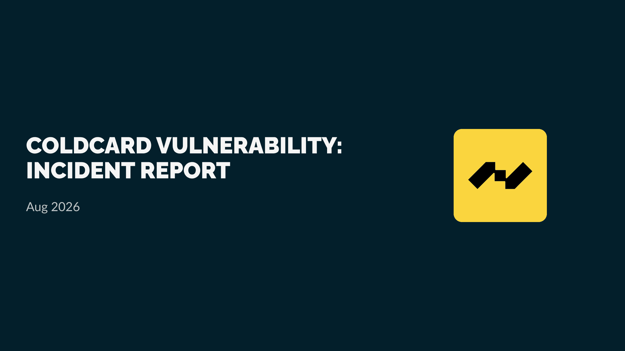 Navigating an Emergency: Coldcard Vulnerability Incident Report